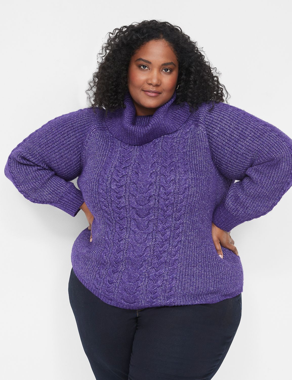 Cowlneck Cable Sweater LaneBryant