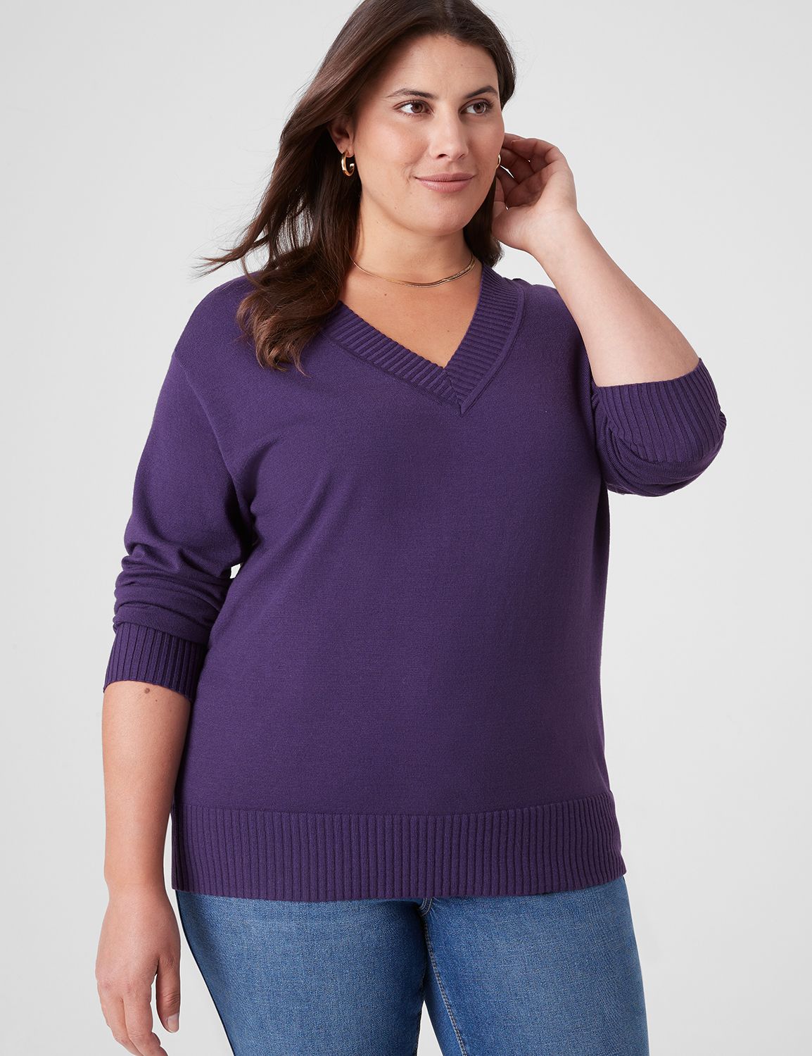 V Neck Short Sleeve Sweater With Pockets