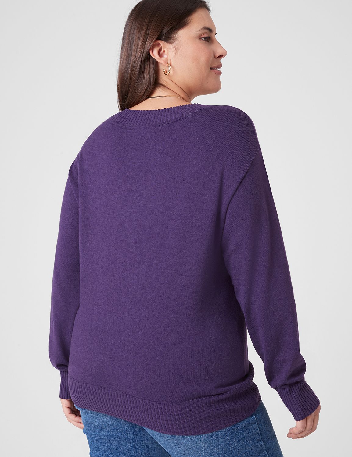 Classic Long Sleeve V-Neck Sweater | LaneBryant