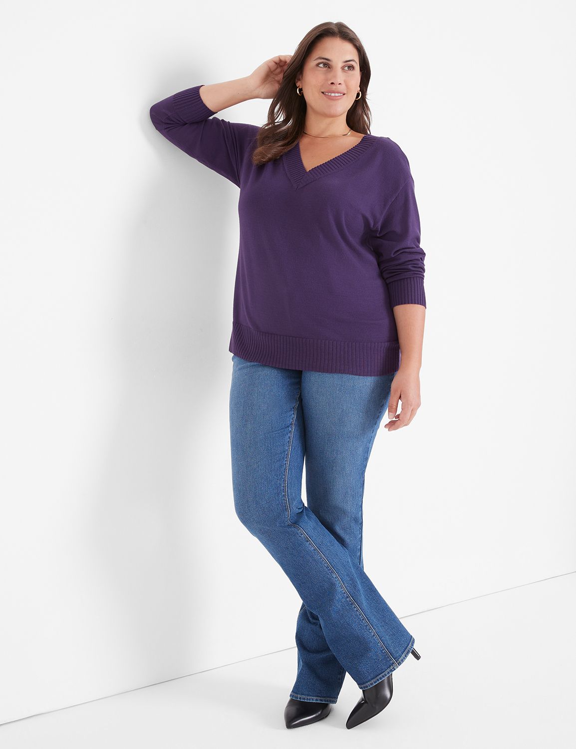 LONG SLEEVE TIE-NECK SWEATER main image 0