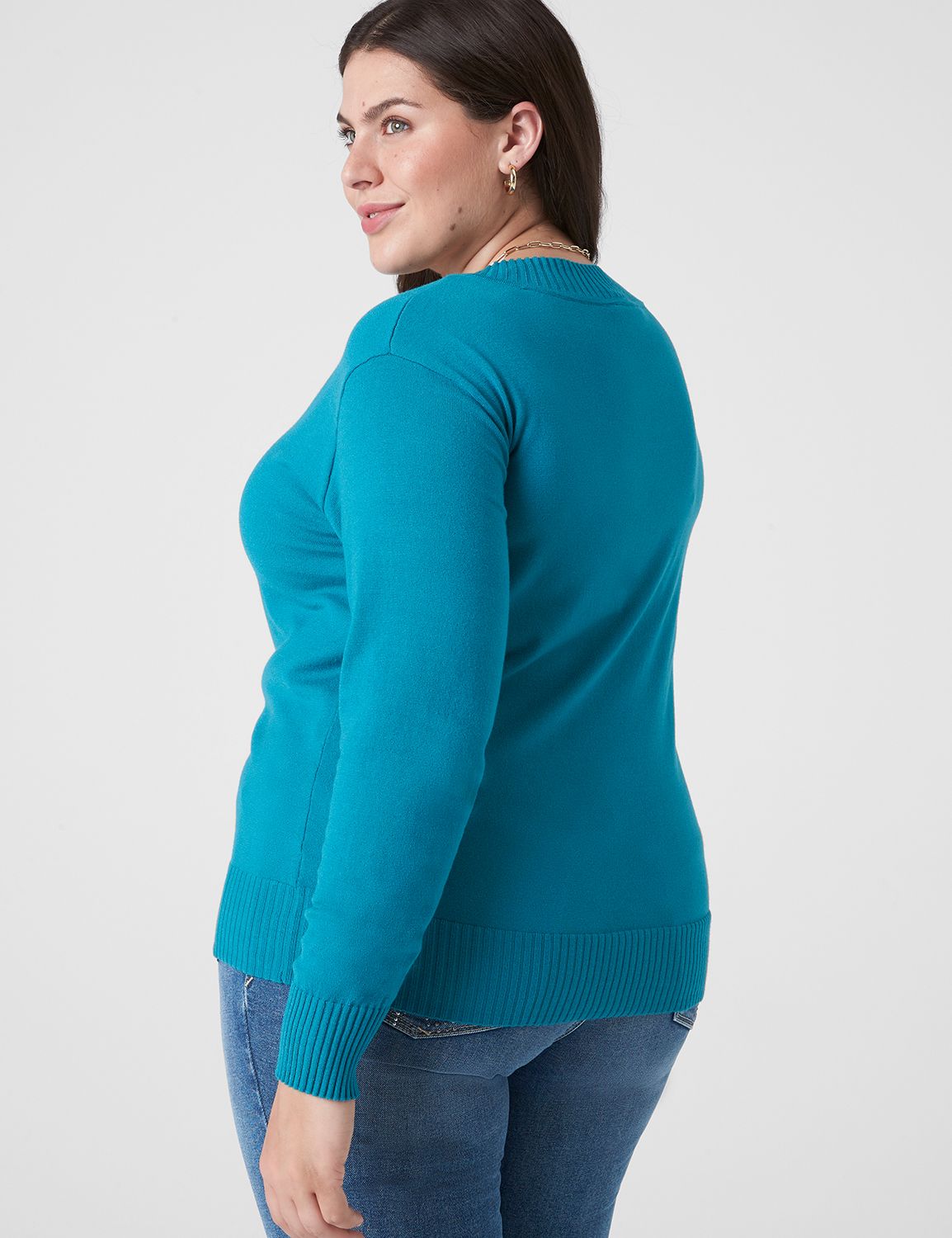 Classic Long Sleeve V-Neck Sweater | LaneBryant