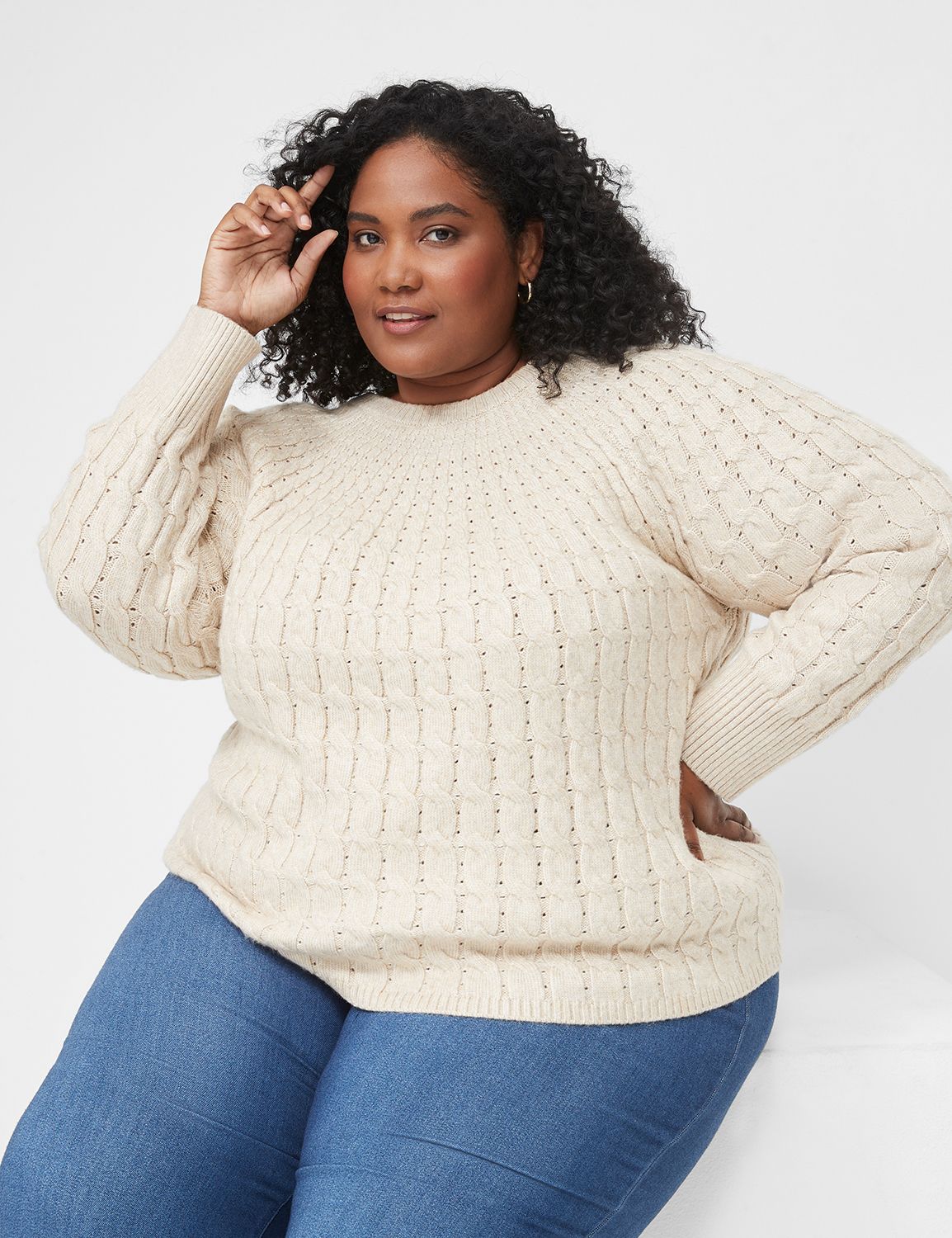 Round-Neck Cable Sweater