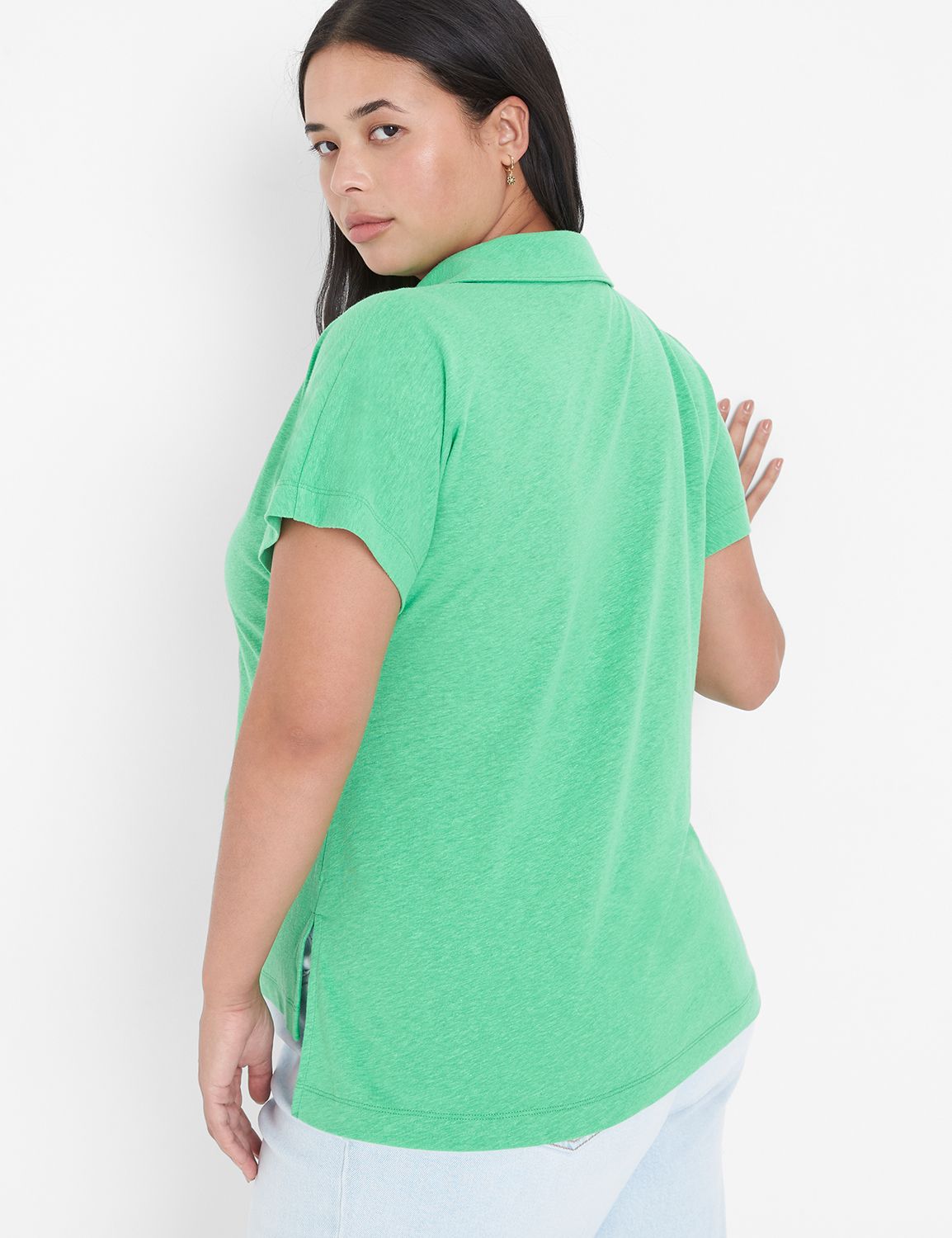 Relaxed Short Sleeve Dolman Polo Kn | LaneBryant