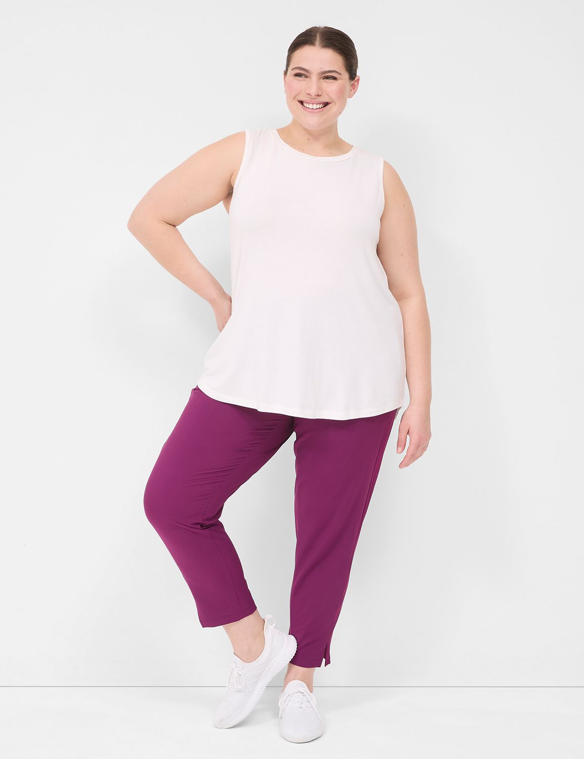 LIVI Stretch Woven Ankle Pant | LaneBryant