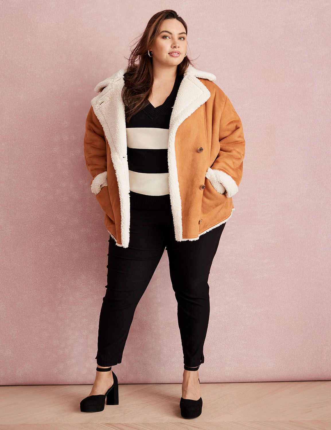 Classic Long Sleeve Striped V-Neck Product Image 4
