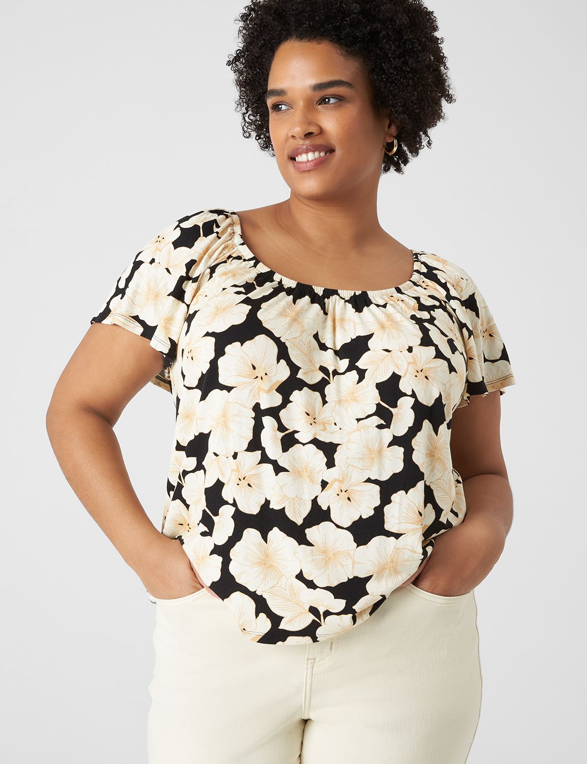 Classic Short Flutter Sleeve Scoope Product Image 1