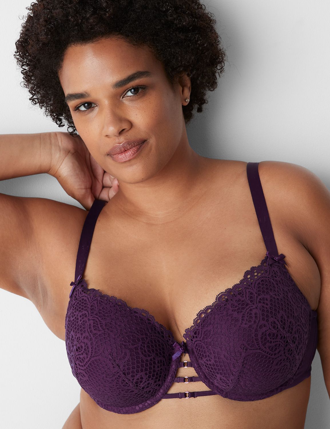 Strappy Lace High-Neck Lightly Lined Balconette Bra