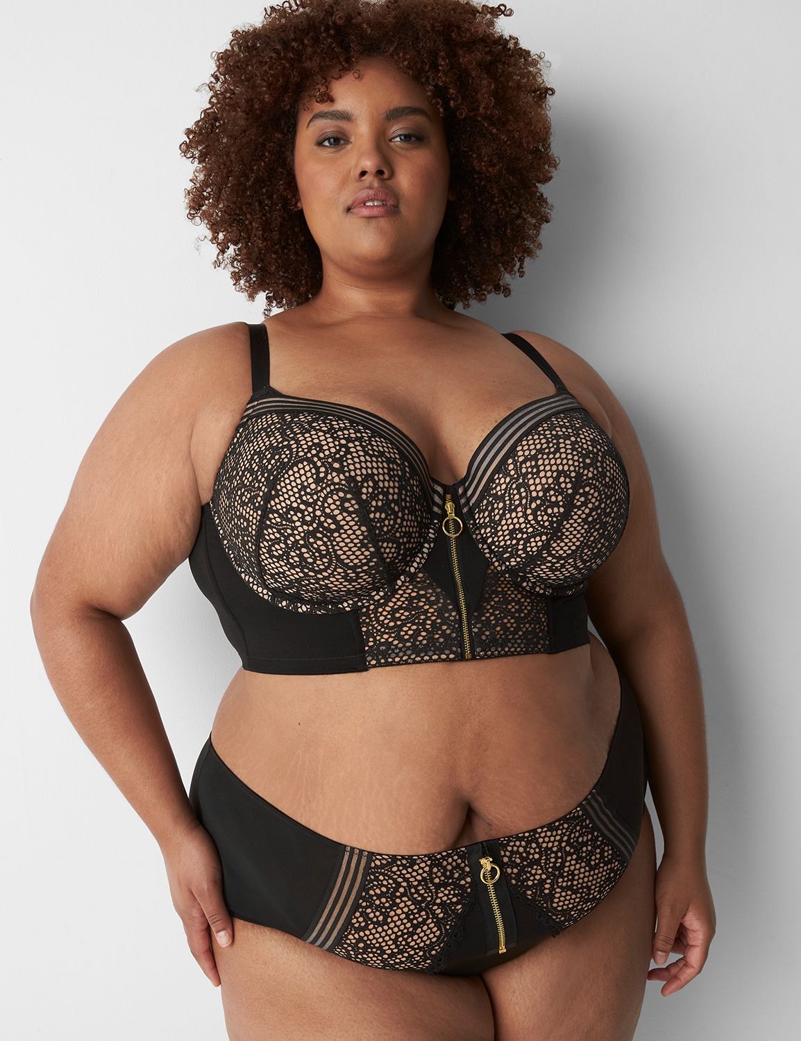 Liv Longline Underwire Bra in Black, Mesh