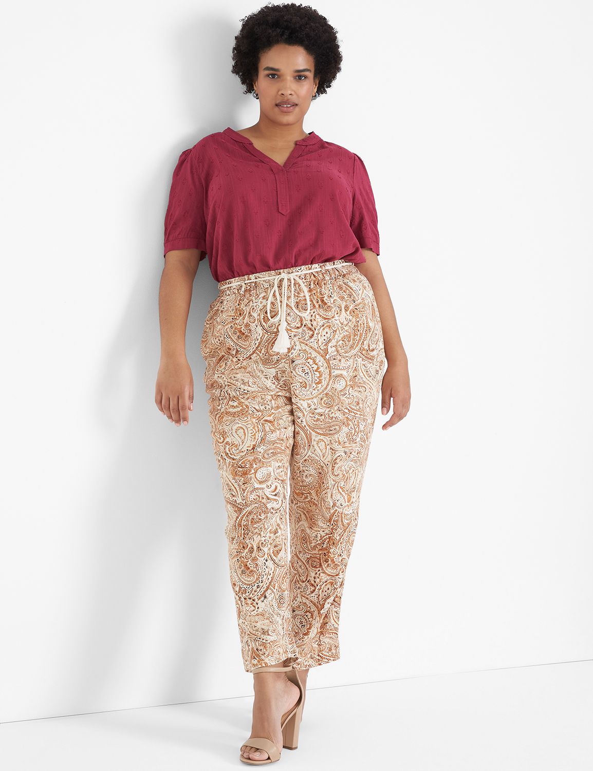 Split-Neck Jacquard Popover Blouse | LaneBryant