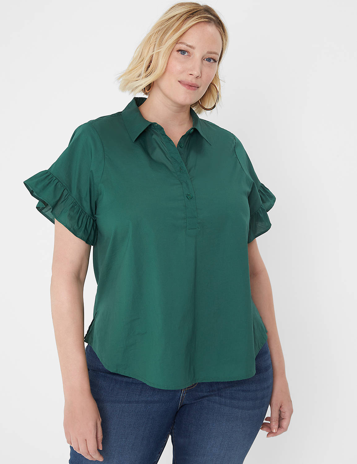 Classic Short Ruffle Sleeve Button Product Image 1