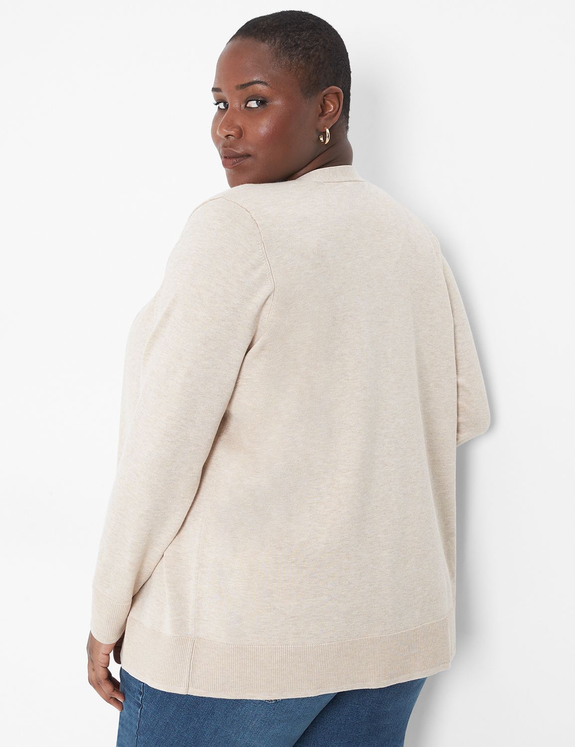 Beige open front outlet cardigan