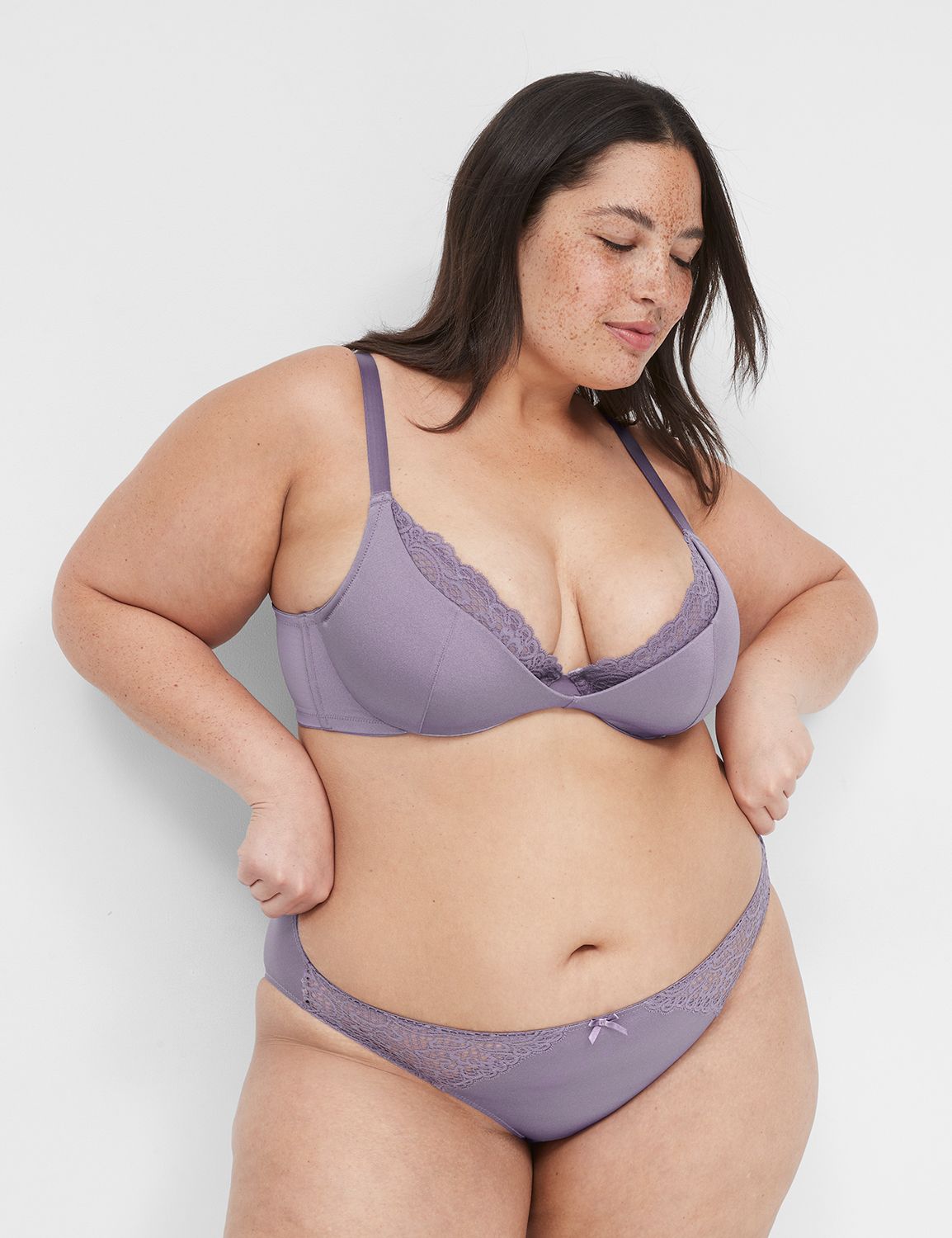 Lane Bryant Lace Cheeky Short / Purple Sage