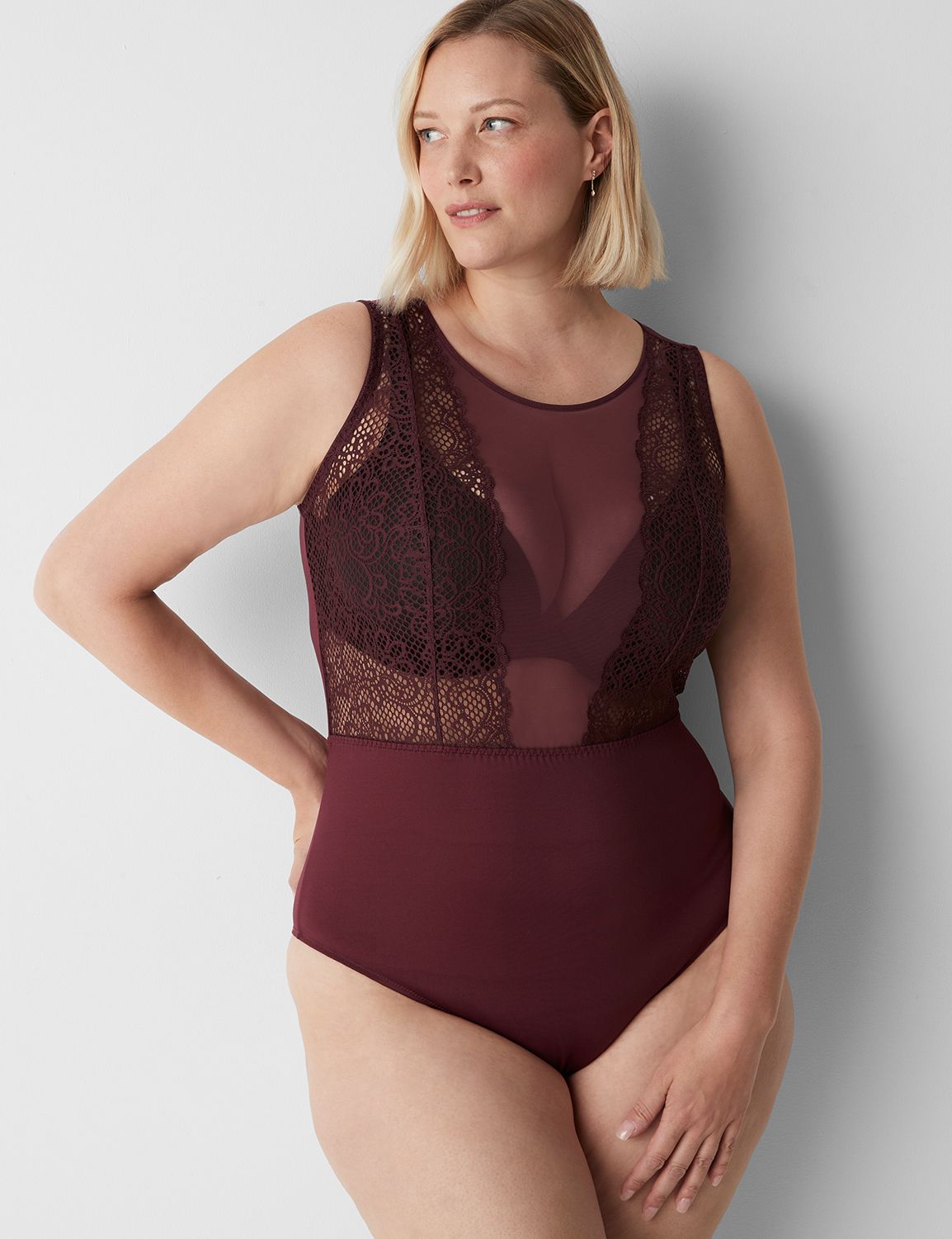 Lane Bryant on X: This #Cacique metallic lace bodysuit is even