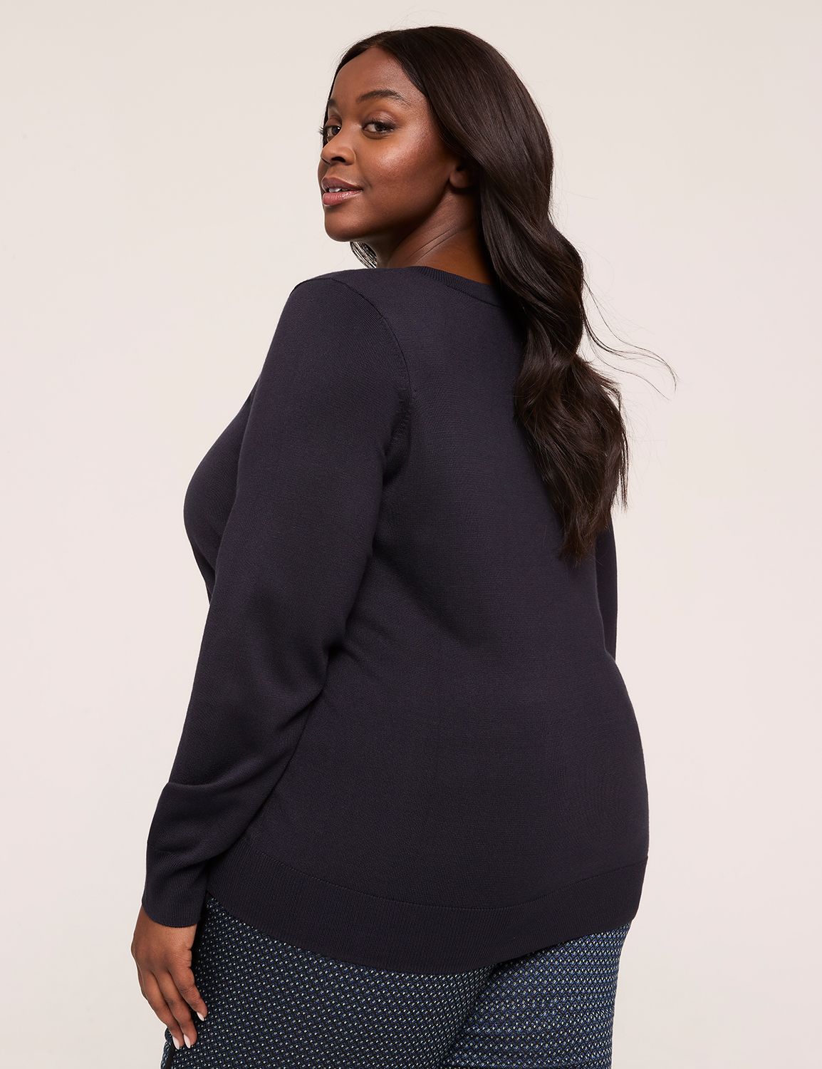 Crew-Neck Button-Front Cardigan
