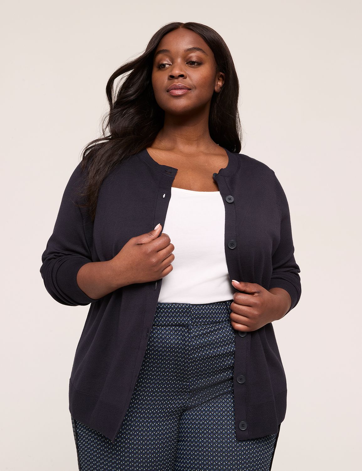 Classic Long Sleeve Crew Neck Butto Product Image 4