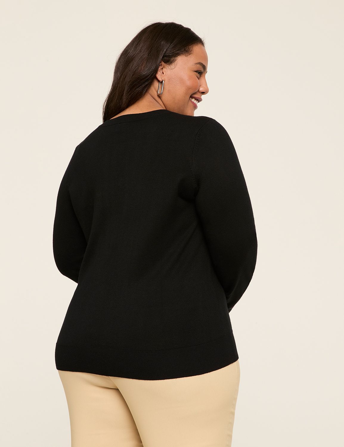 Classic Long Sleeve Crew Neck Butto Product Image 2