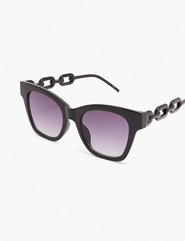 Black With Chain Cateye Sunglasses