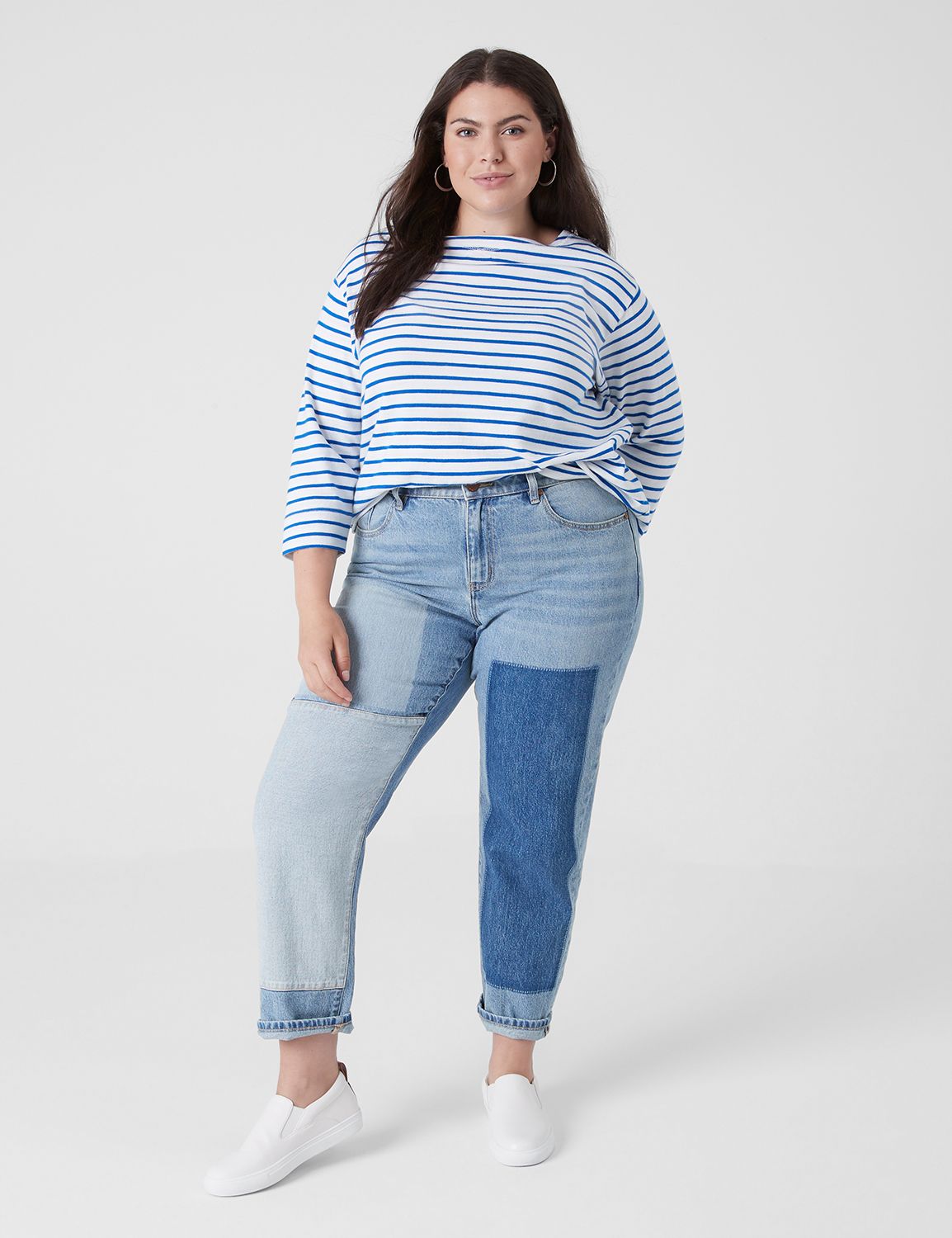 Boyfriend Fit Patchwork Jean | LaneBryant