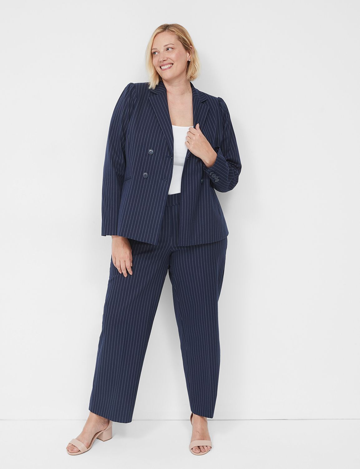Pinstriped Modern Wide Ankle Pant | LaneBryant