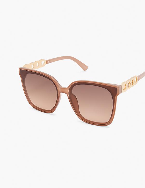 Tan With Gold Chain Cateye Sunglasses