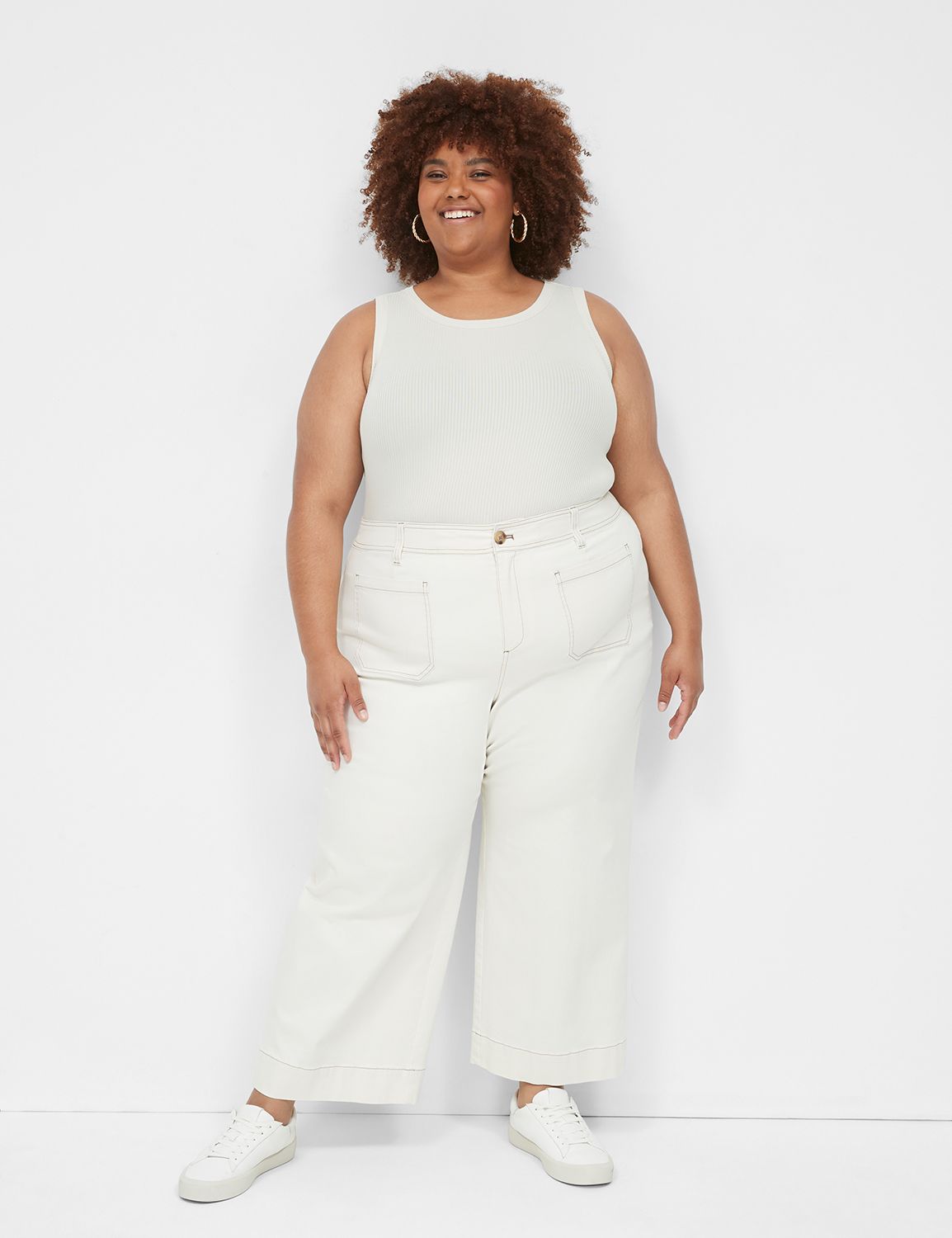 Plus size wide leg ankle outlet pants