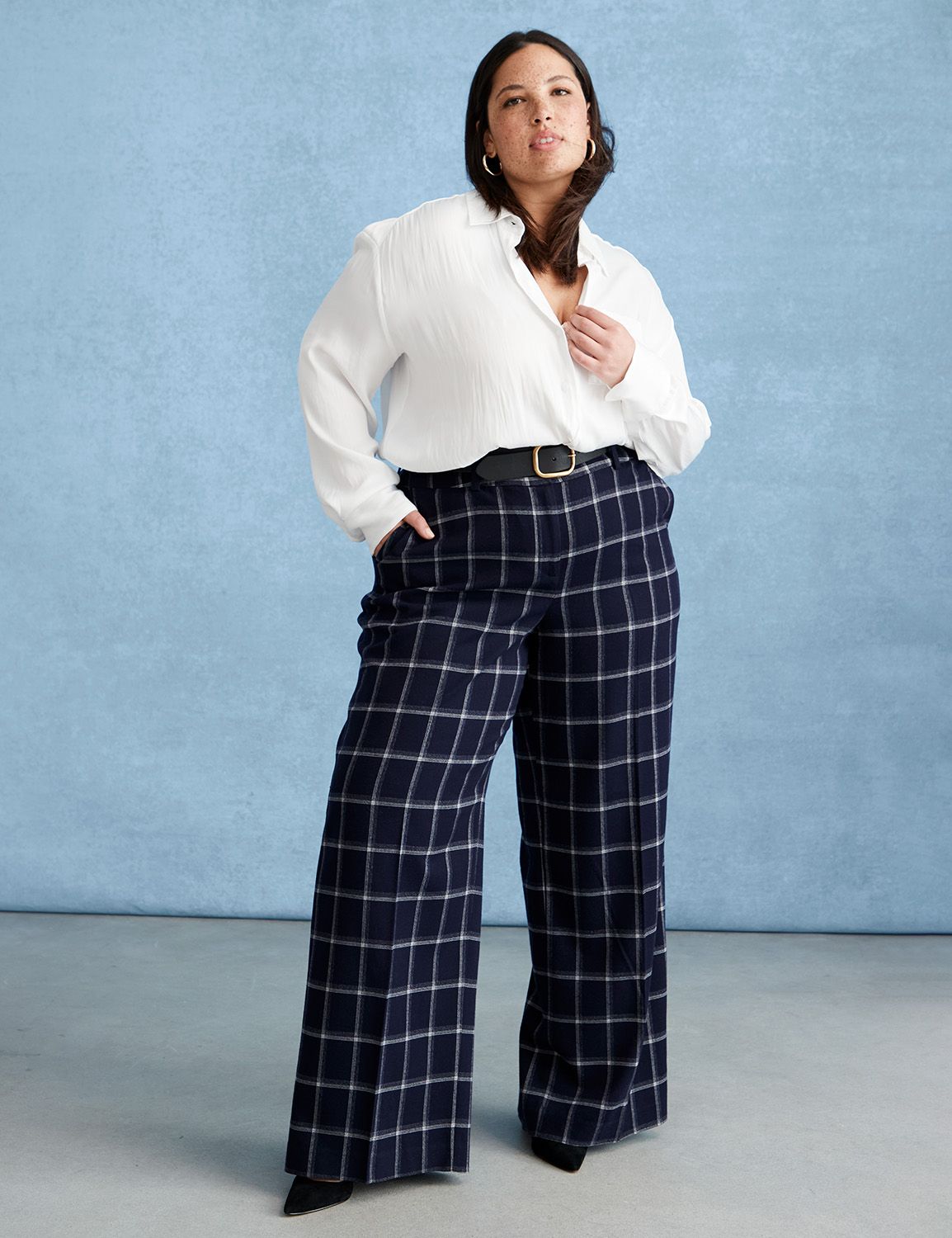 High-Rise Perfect Drape Wide Leg Pant - Plaid