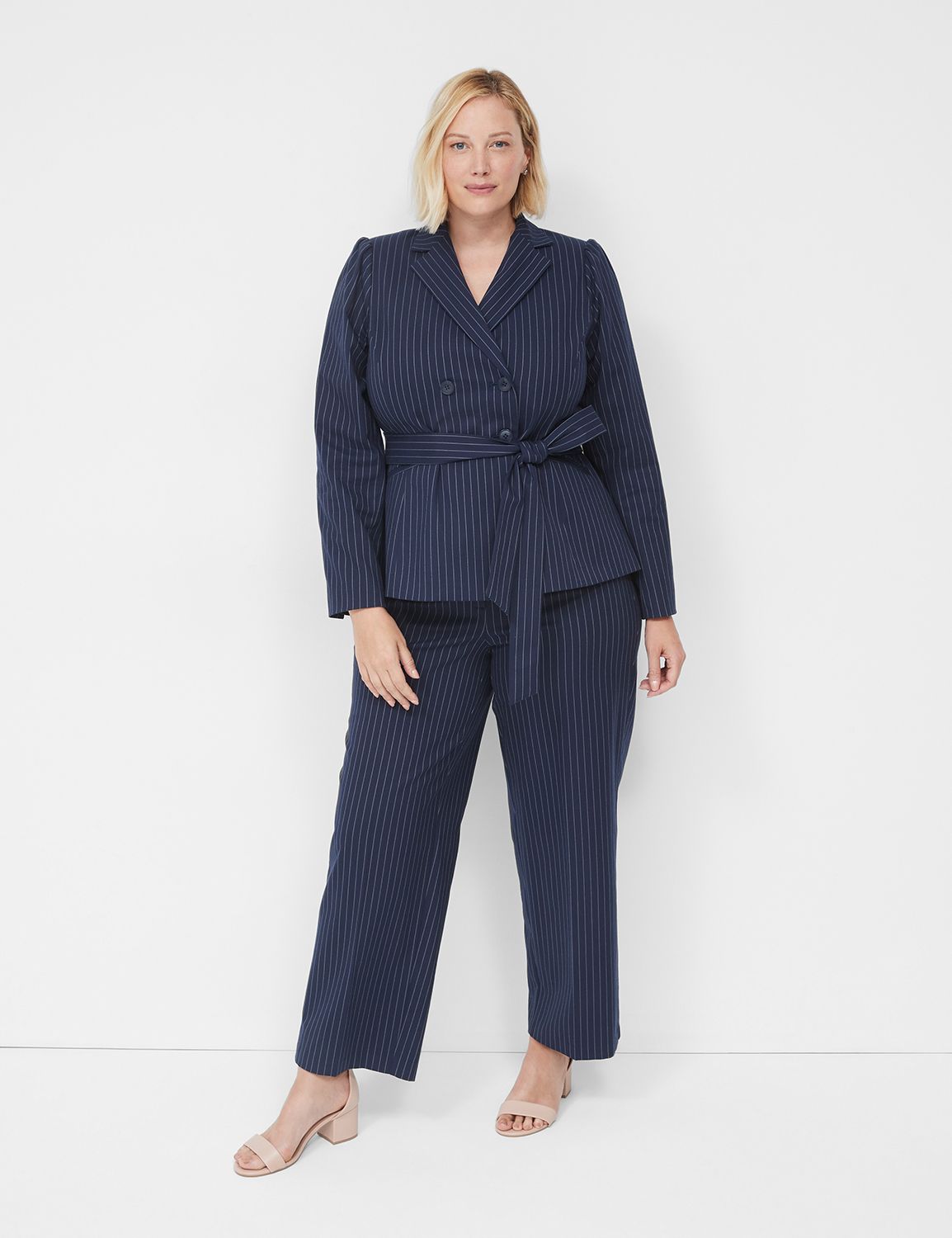 [Match Back]Pinstriped Puff Sleeves Product Image 4