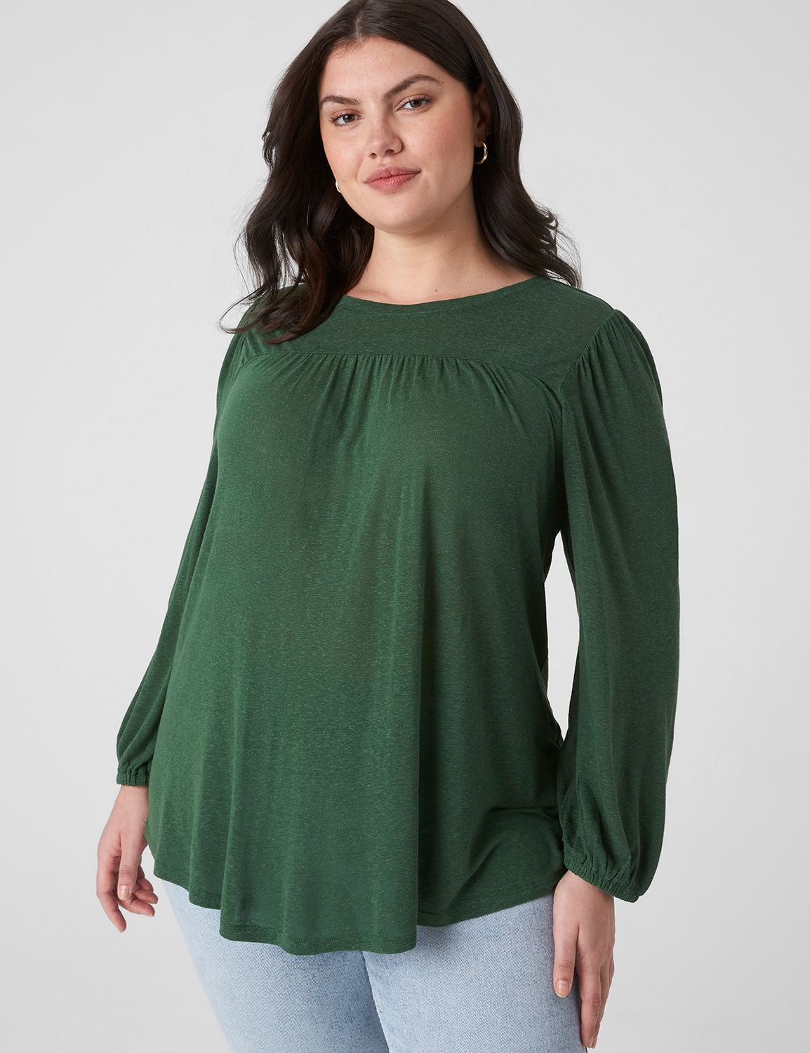 Swing 3/4 Blousen Sleeve Crew Neck | LaneBryant