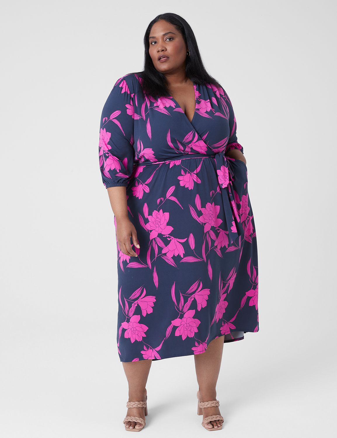 Midi faux shop wrap dress