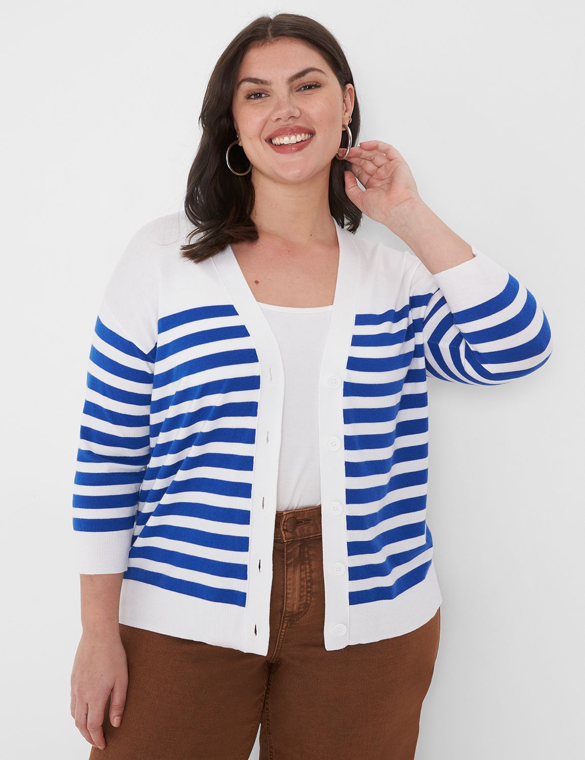 Classic Three Quarter Sleeve Stripe | LaneBryant