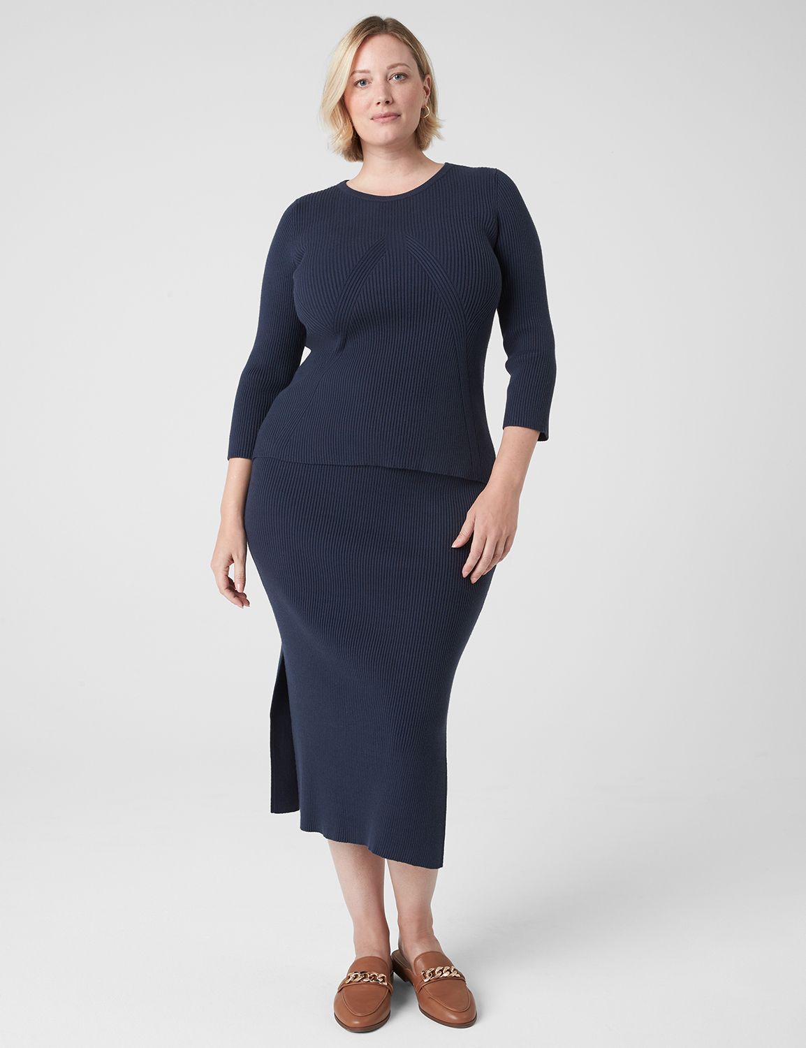 Fitted 3/4-Sleeve Rib Sweater | LaneBryant