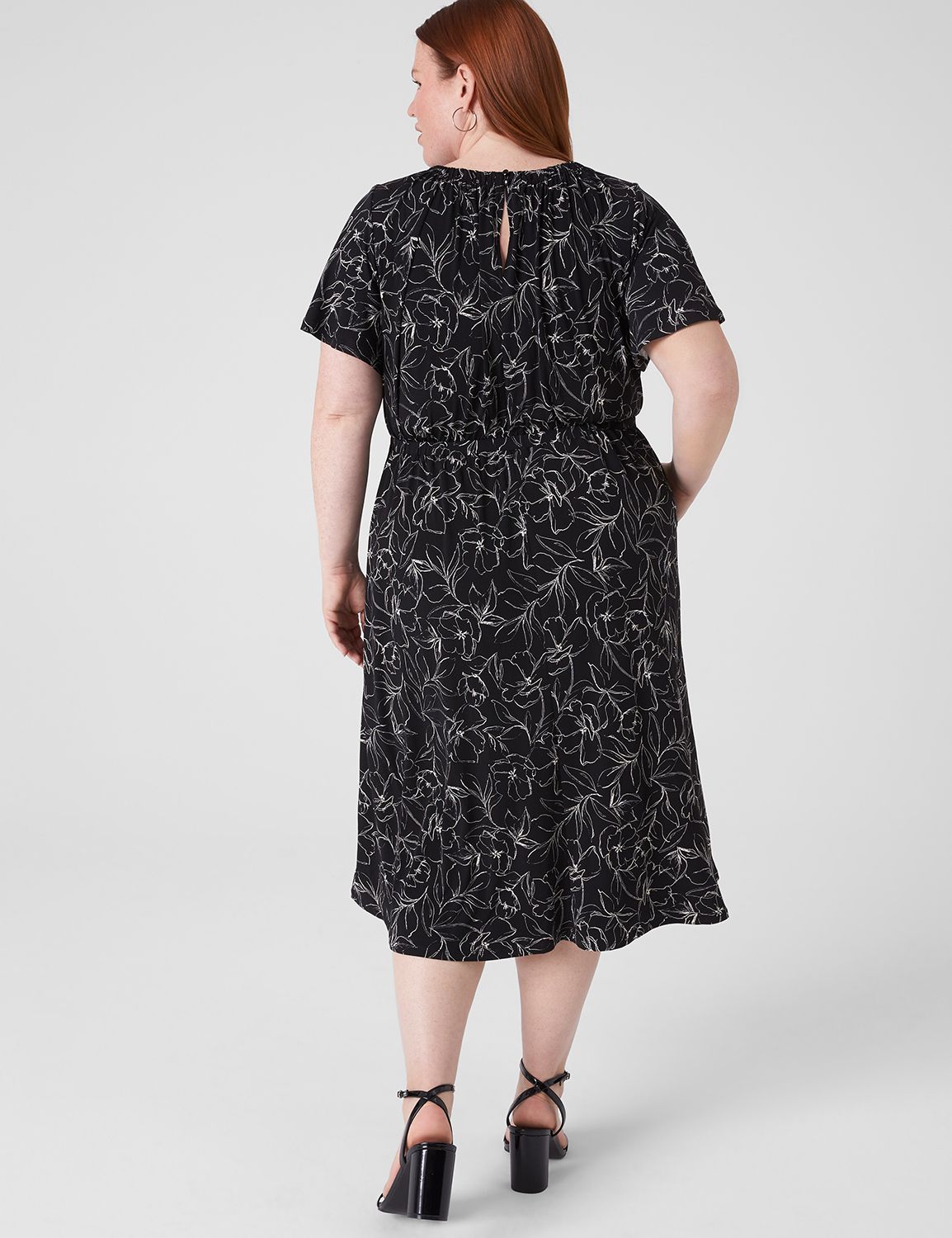 Ruched Crew-Neck Fit & Flare Dress | LaneBryant