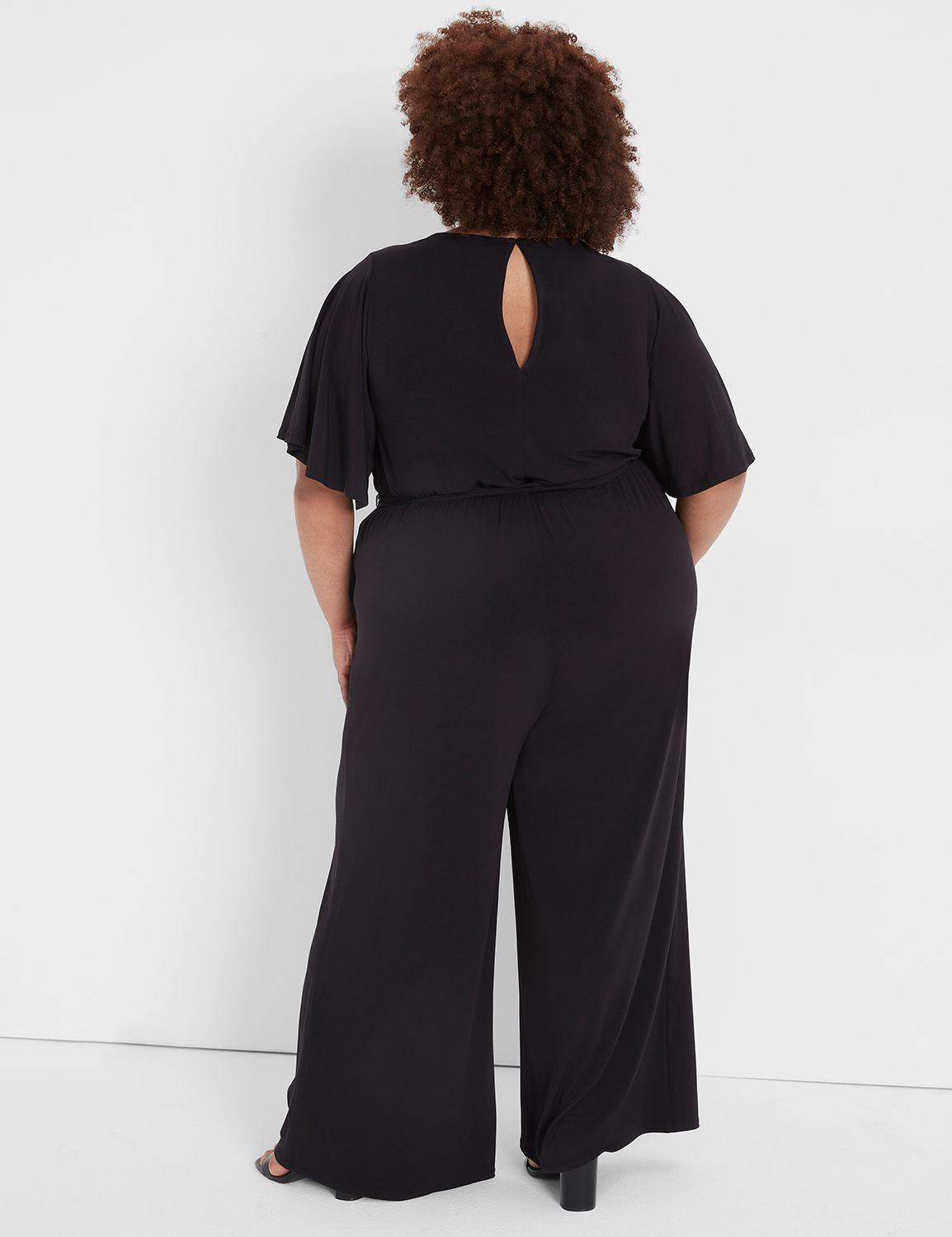 Flutter-Sleeve V-Neck Wide Leg Jumpsuit | LaneBryant