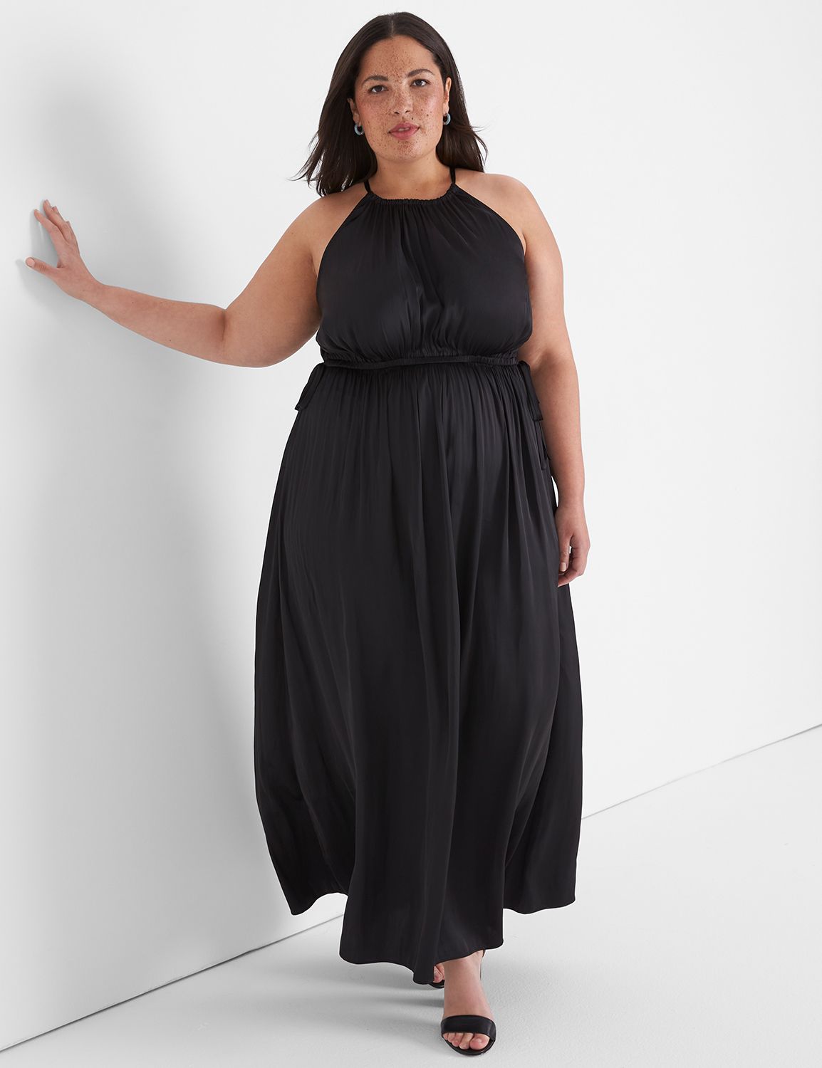 Sleeveless Halter Shirred Detail Ma | LaneBryant