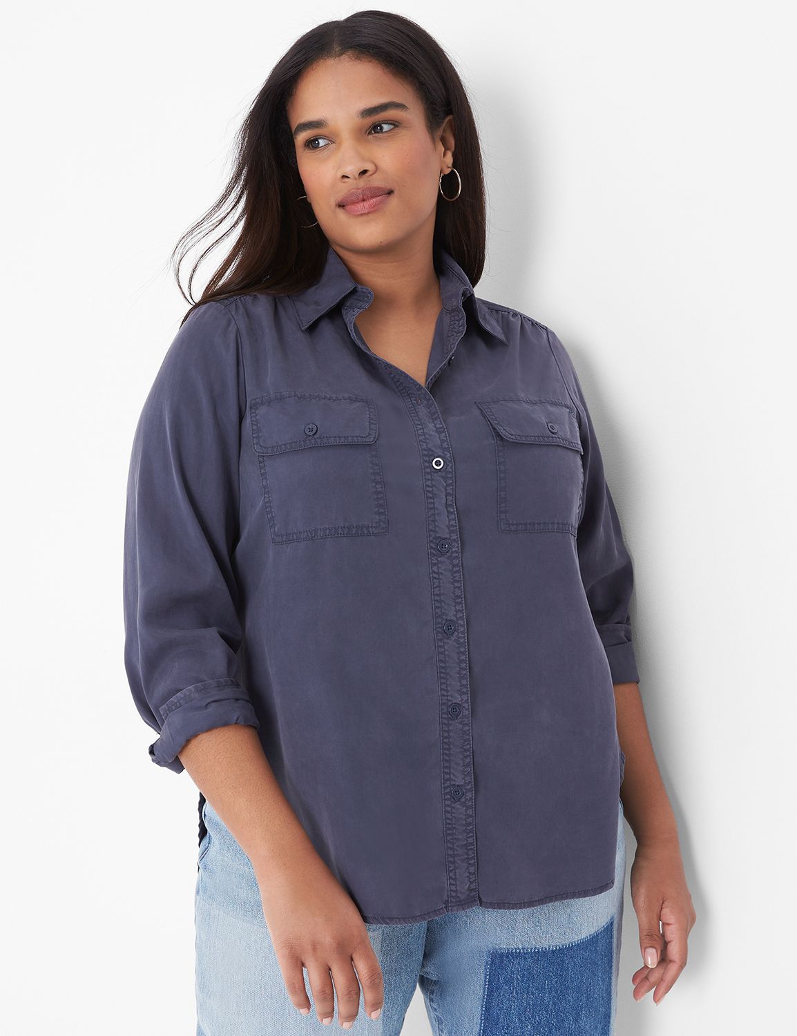 Classic Long Sleeve Collared Button | LaneBryant