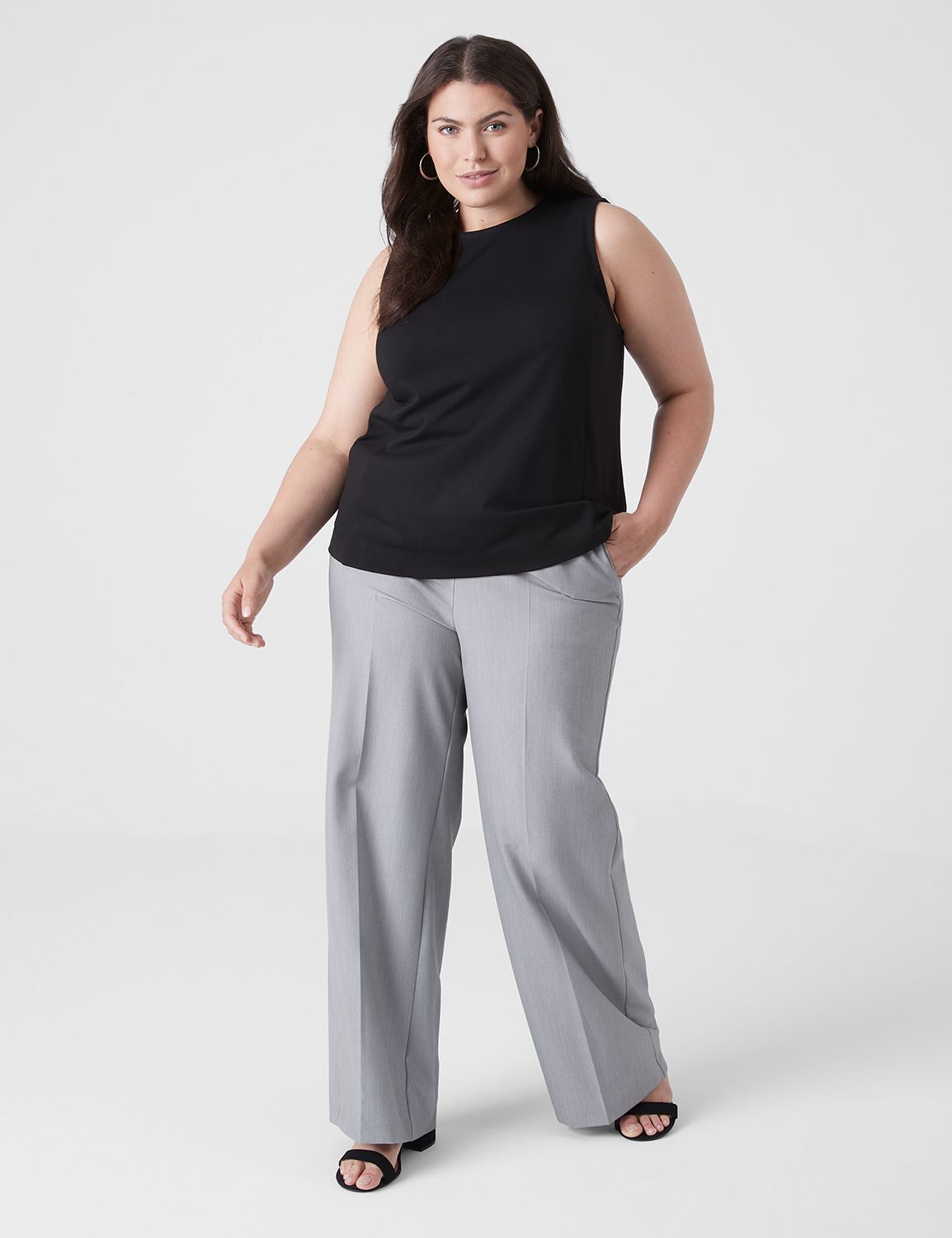 EXPOSED ELASTIC WIDE LEG PUDDLE PAN | LaneBryant