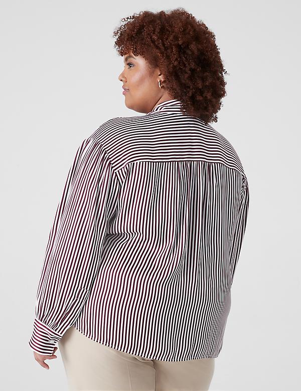 Relaxed Long-Sleeve Popover Blouse