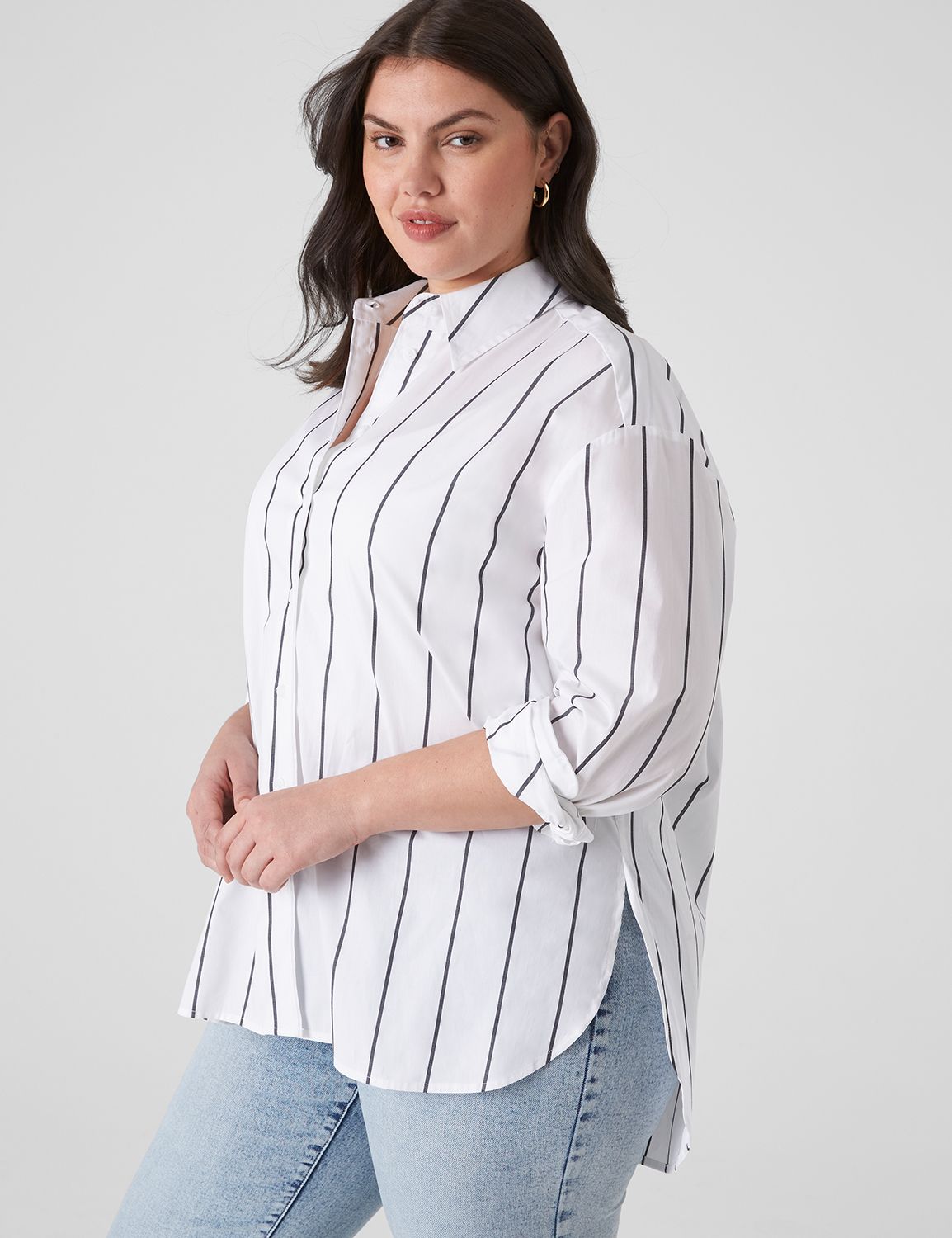 Relaxed Long Sleeve Button Down Boy | LaneBryant