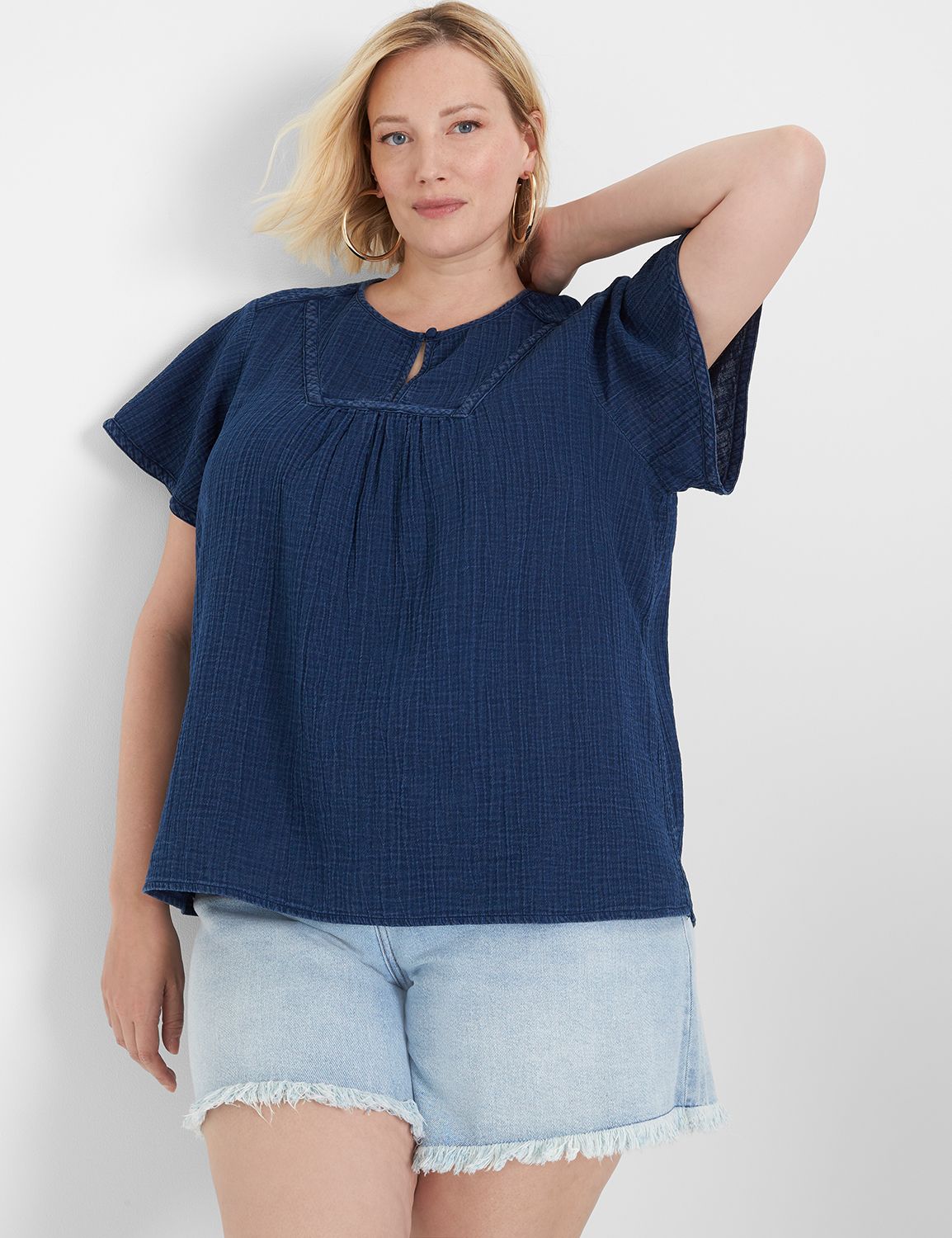 Classic Short Double Sleeve Indigo Product Image 1