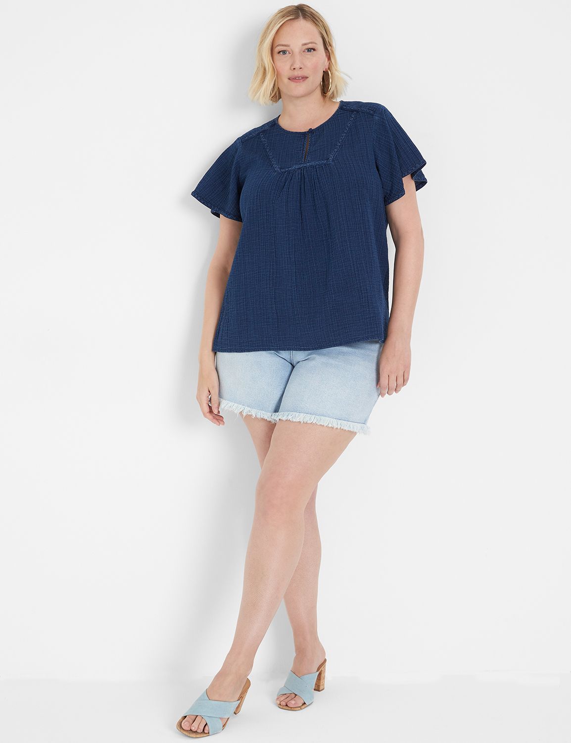 Classic Short Double Sleeve Indigo Product Image 3
