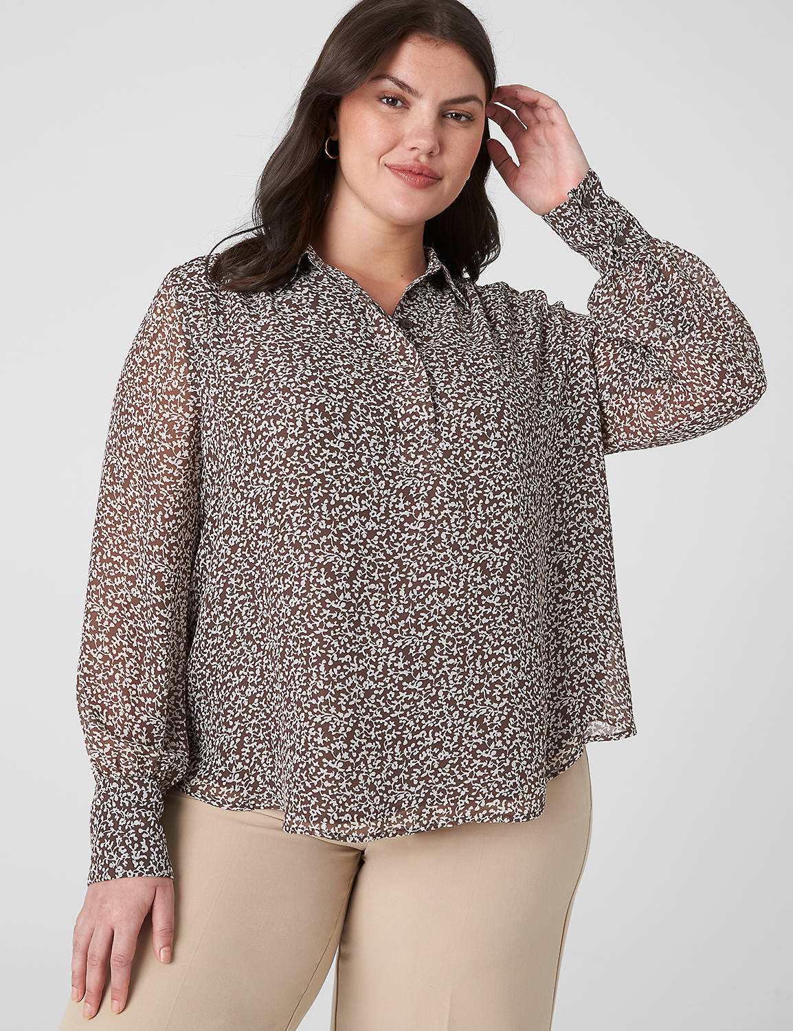 Classic Long Sleeve Collared Placke Product Image 1