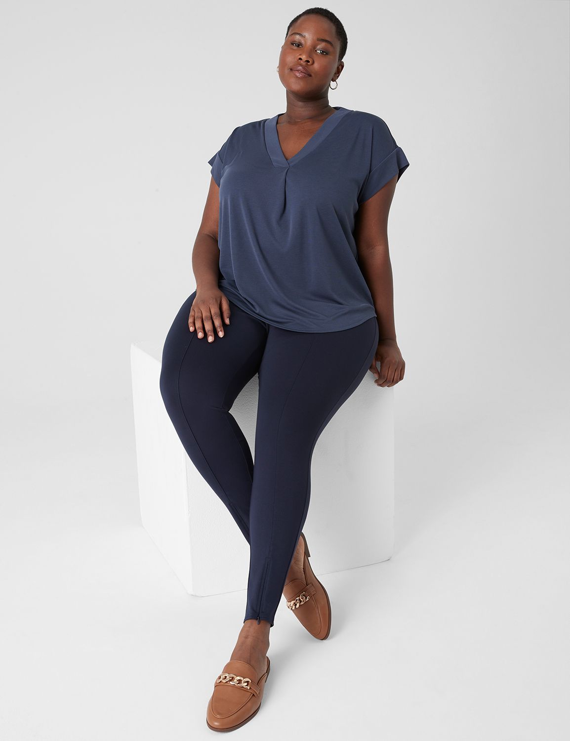 White Sylvia Cap Sleeve V Neck Top main image 1