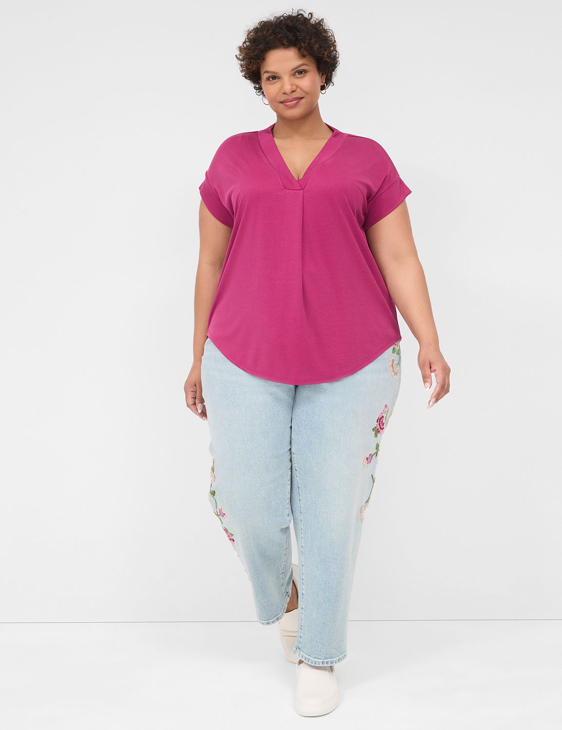 Classic Cap Sleeve Dolman V-Neck Pl Product Image 3