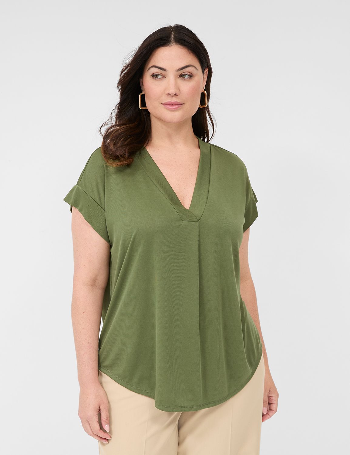 V neck cap sleeve top hotsell