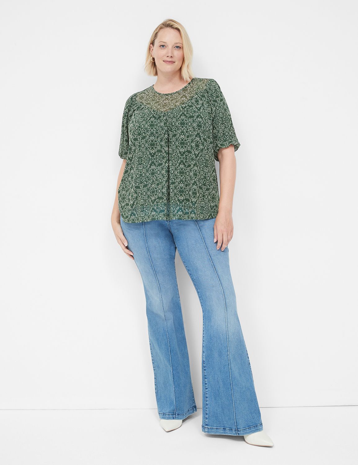 Swing Short Puff Sleeve Crew Neck M Product Image 3