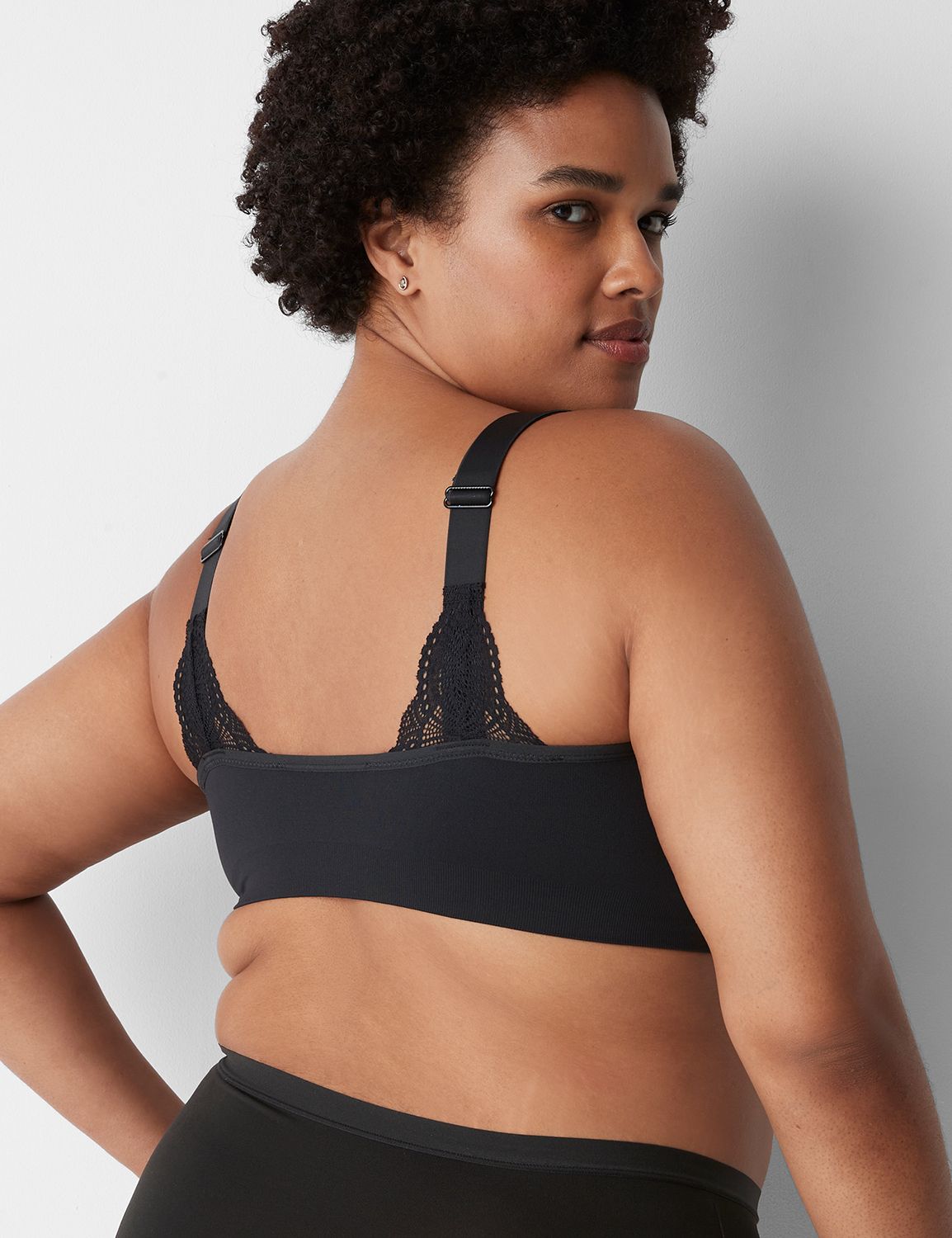 Plus Ruched Lace Trim Bralette