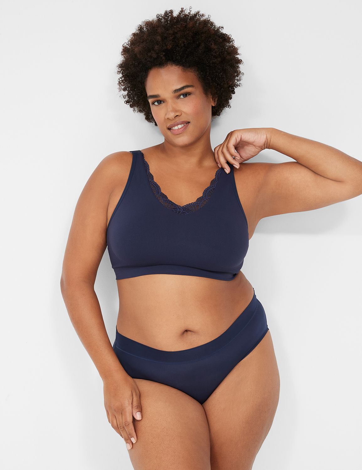 Seamless Lace-Trim Bralette