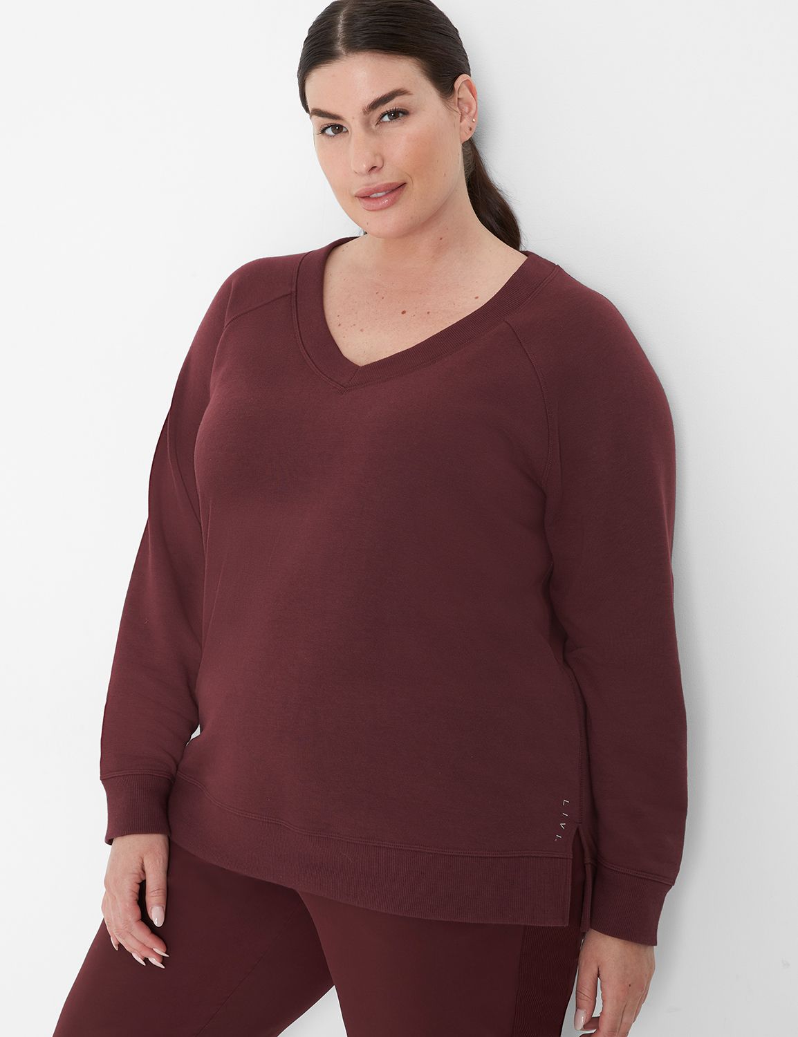 Plus size v online neck sweatshirt