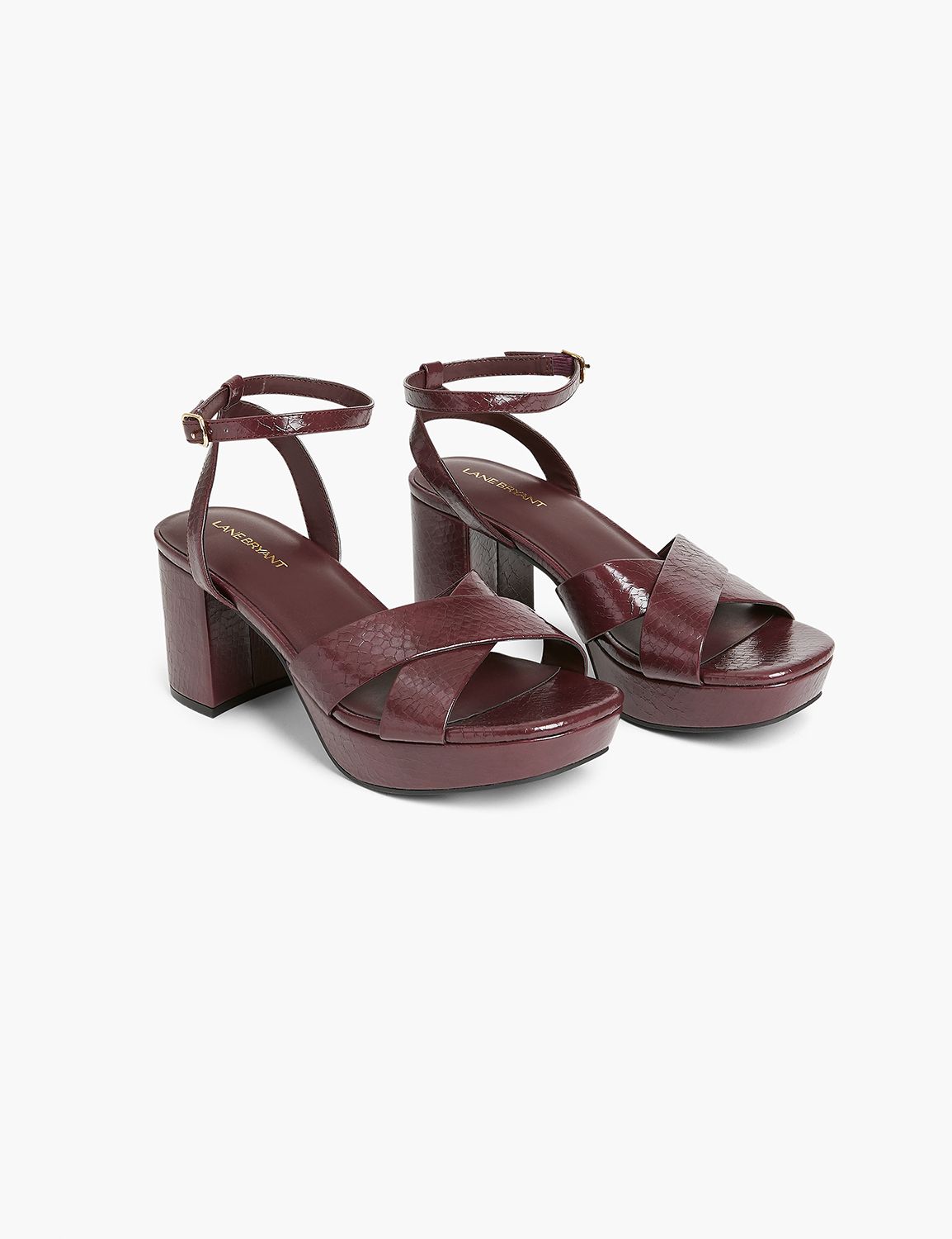 CROCO PLATFORM STRAPPY BLOCK HEEL | LaneBryant