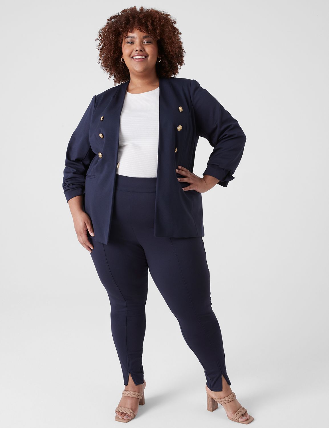 Ponte Legging with Side Opening in Navy